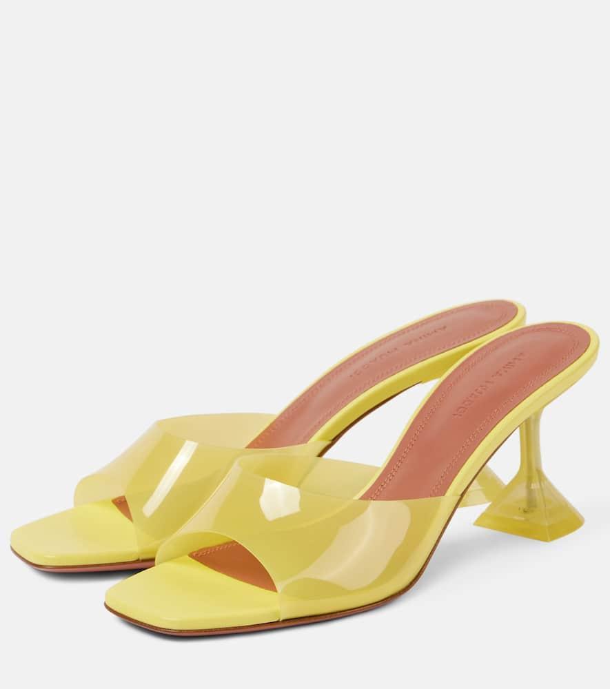 AMINA MUADDI Lupita Glass Pvc And Leather Mules In Yellow Product Image