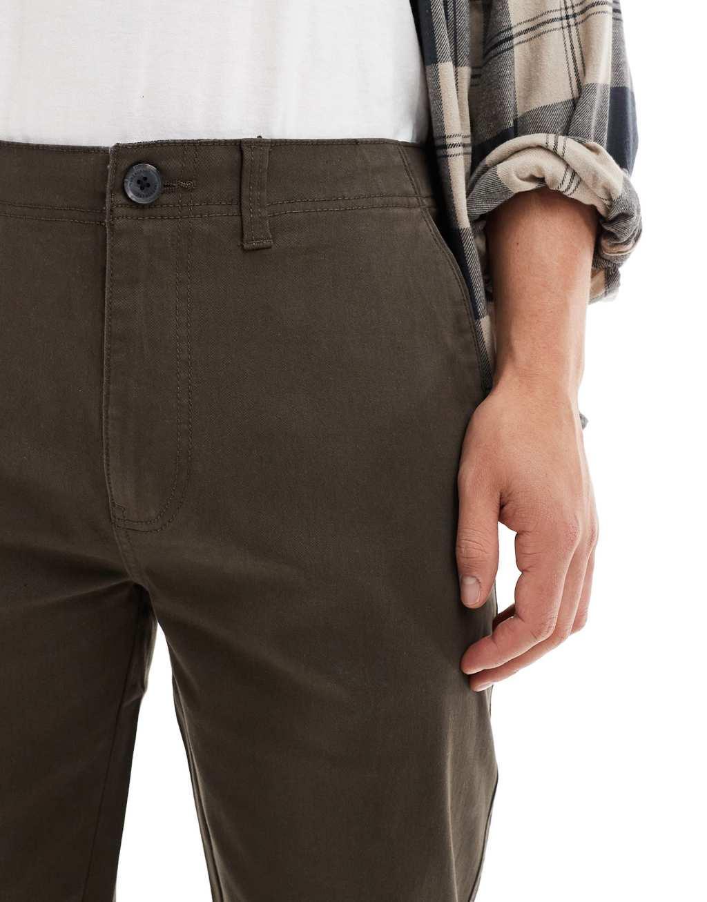 Threadbare slim fit chino pants in chocolate brown Product Image