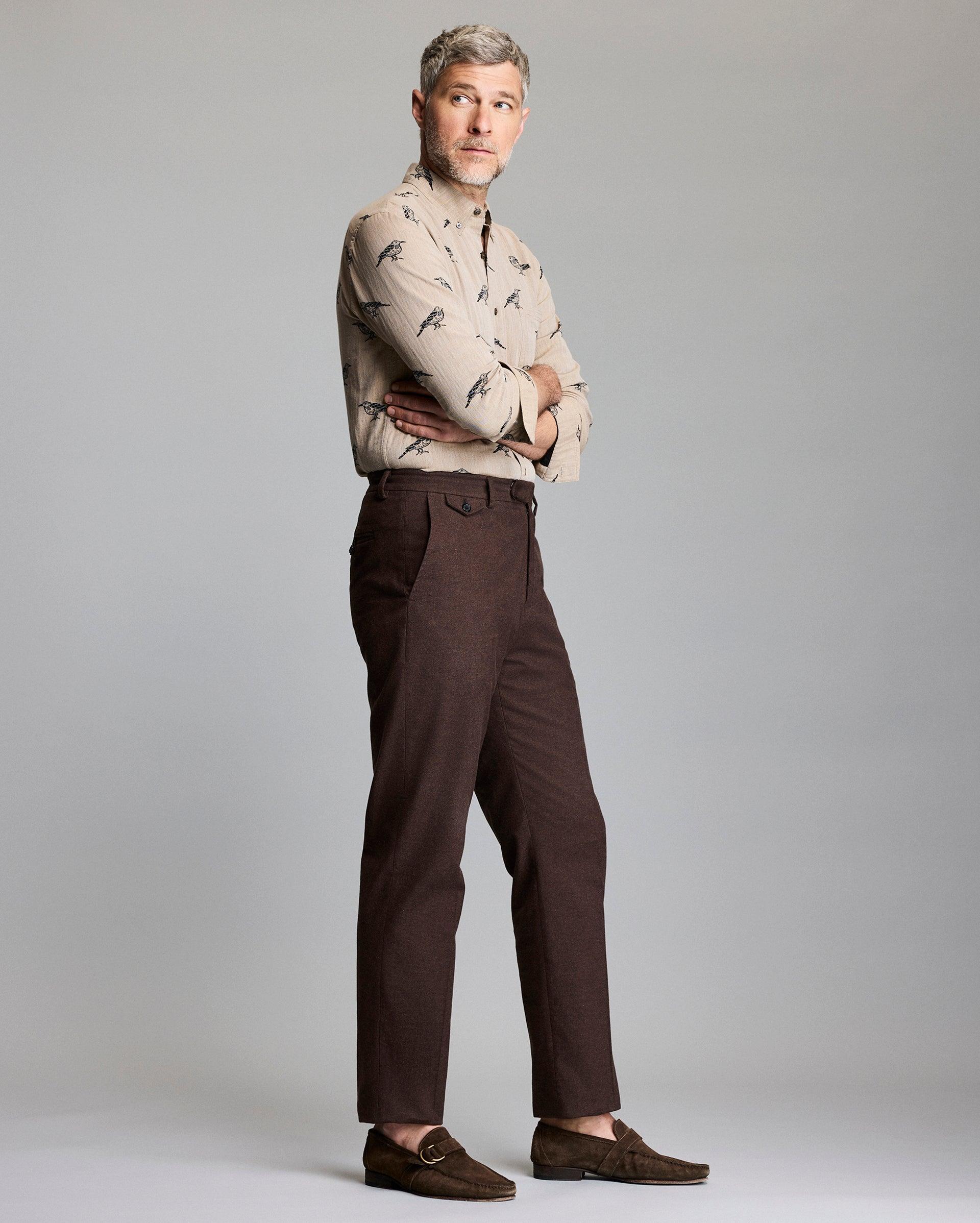 Flannel Flat Front Trouser -  Product Image