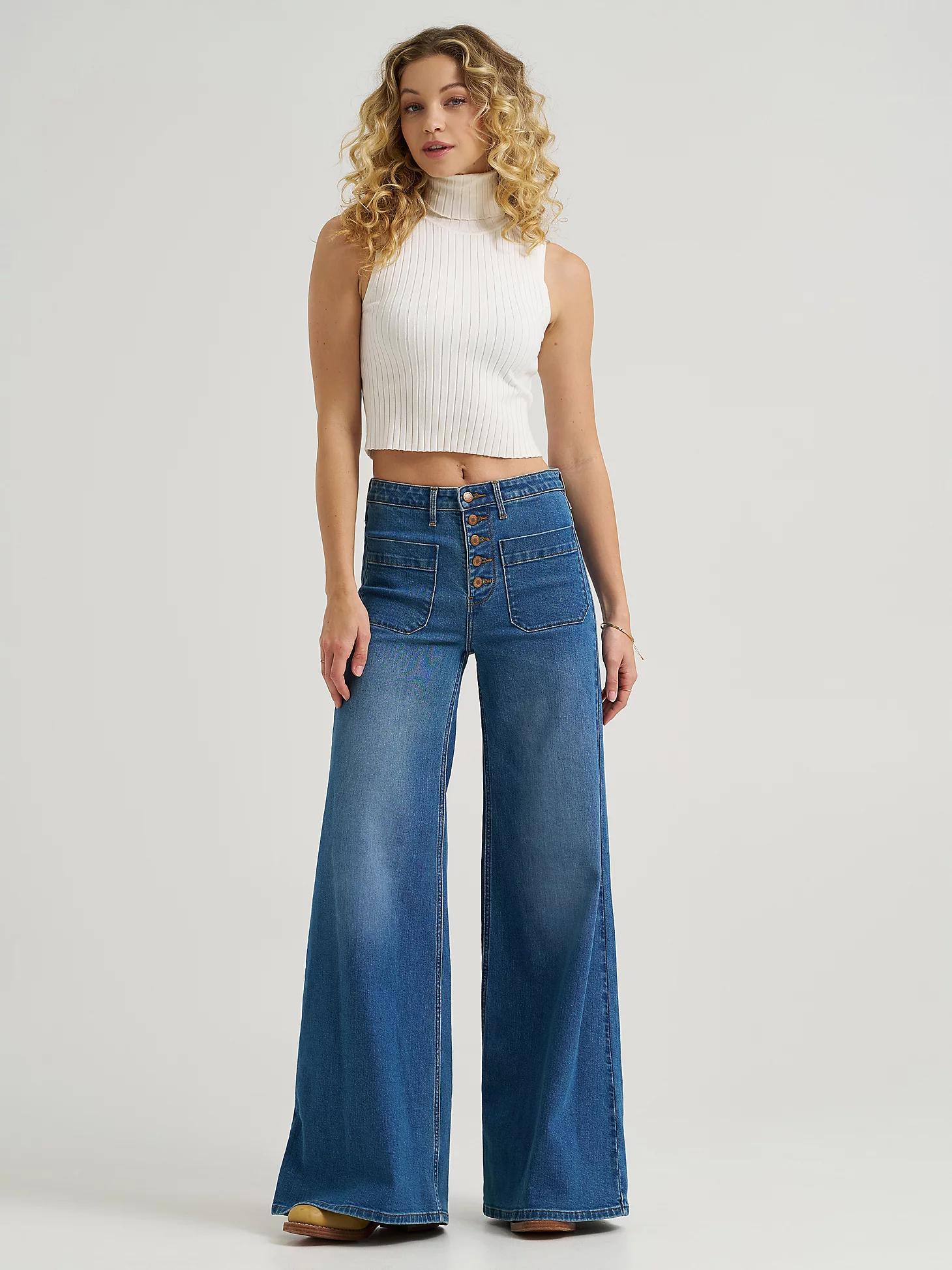 Women's Patch Pocket Wide Leg Jean in Carolina Product Image