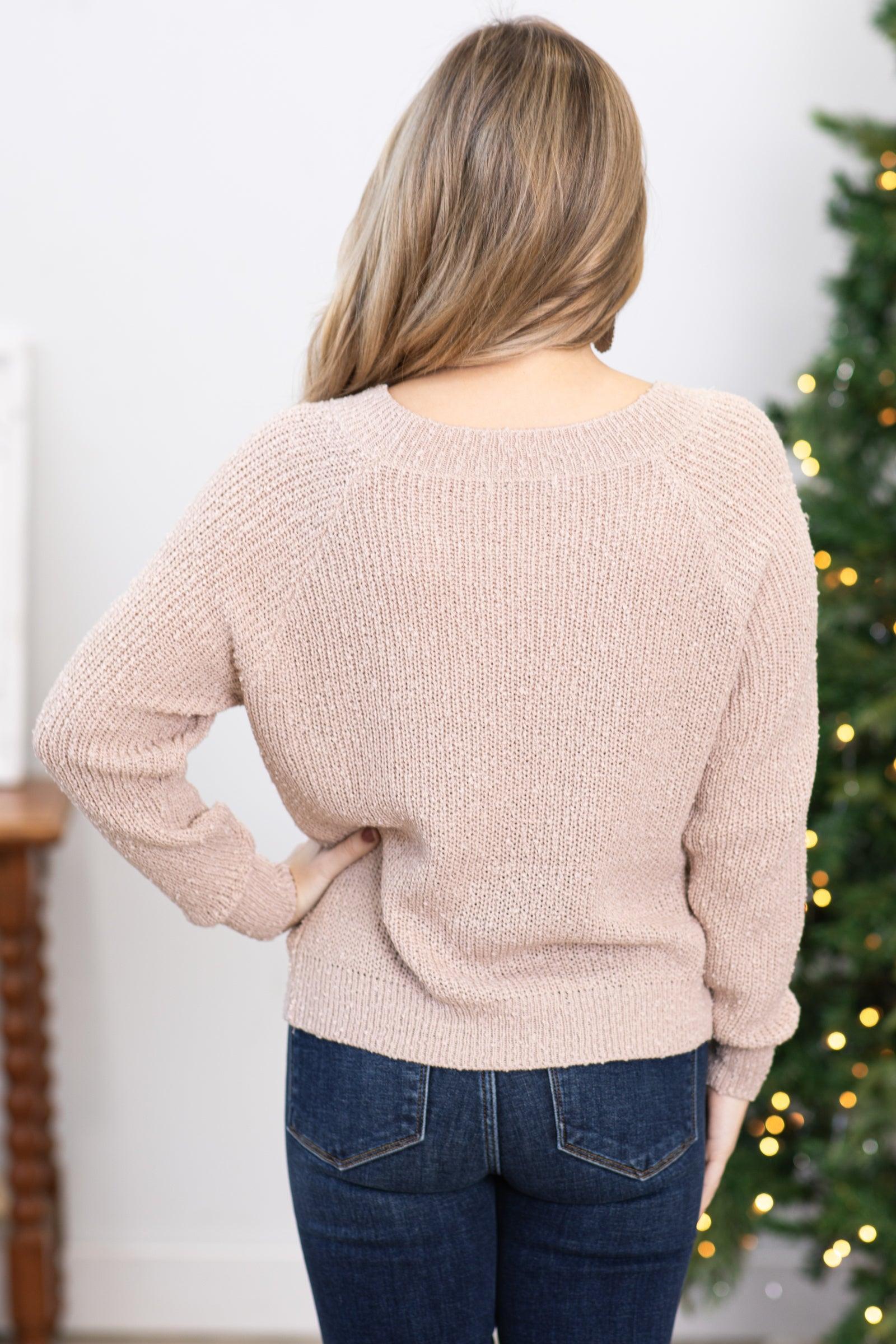 Taupe Ribbed Sweater Product Image