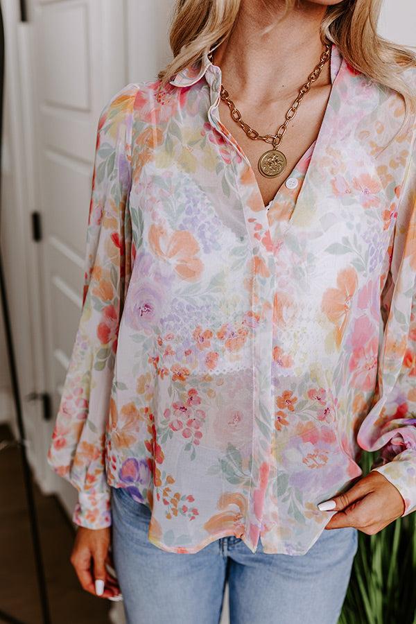 Lush Blooms Chiffon Button Up Product Image