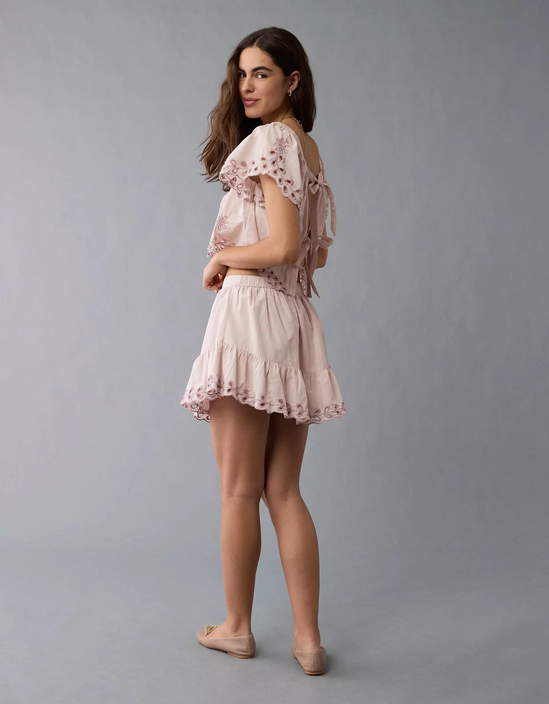 AE Tie Back Eyelet Crop Top Product Image