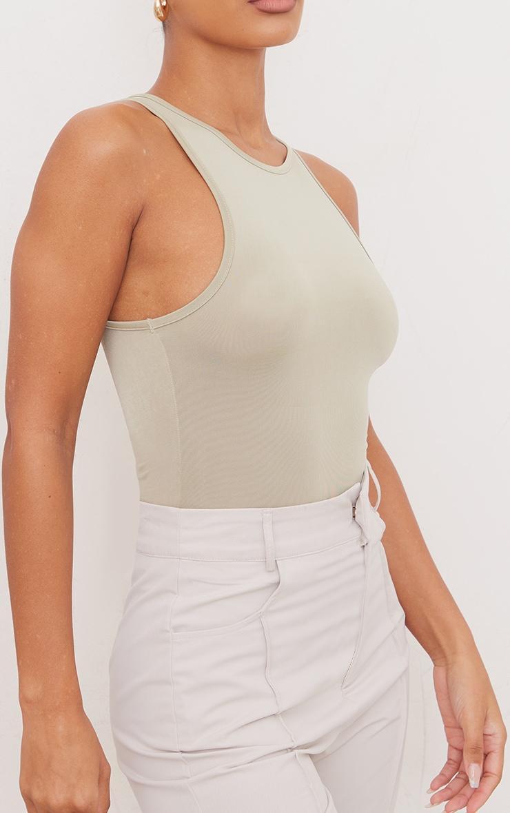 Basic Sage Green Slinky Racer Bodysuit Product Image