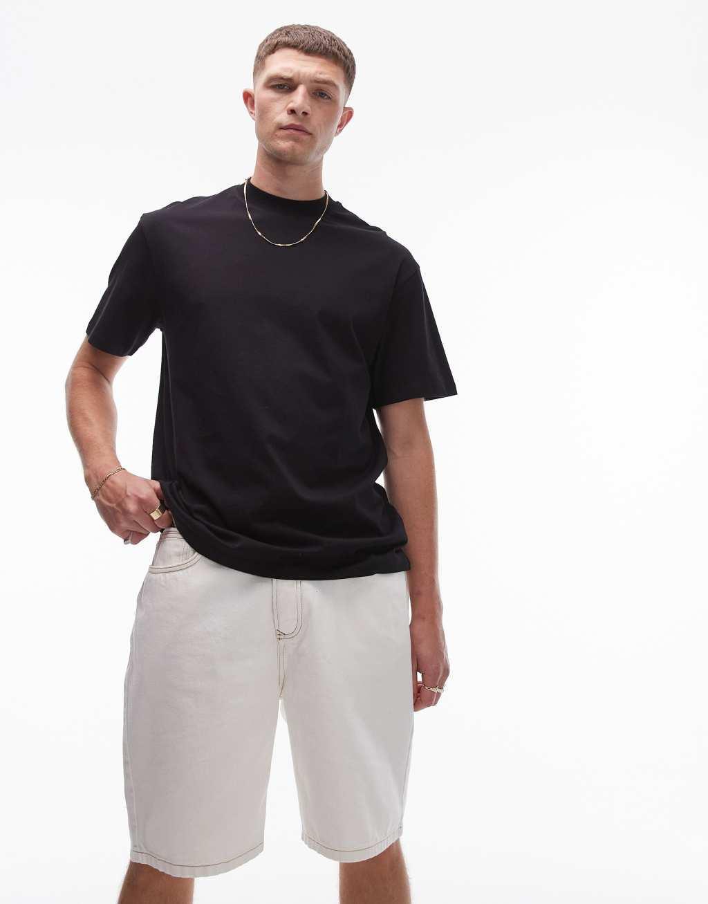 Topman oversized fit t-shirt with swallows back print in black Product Image