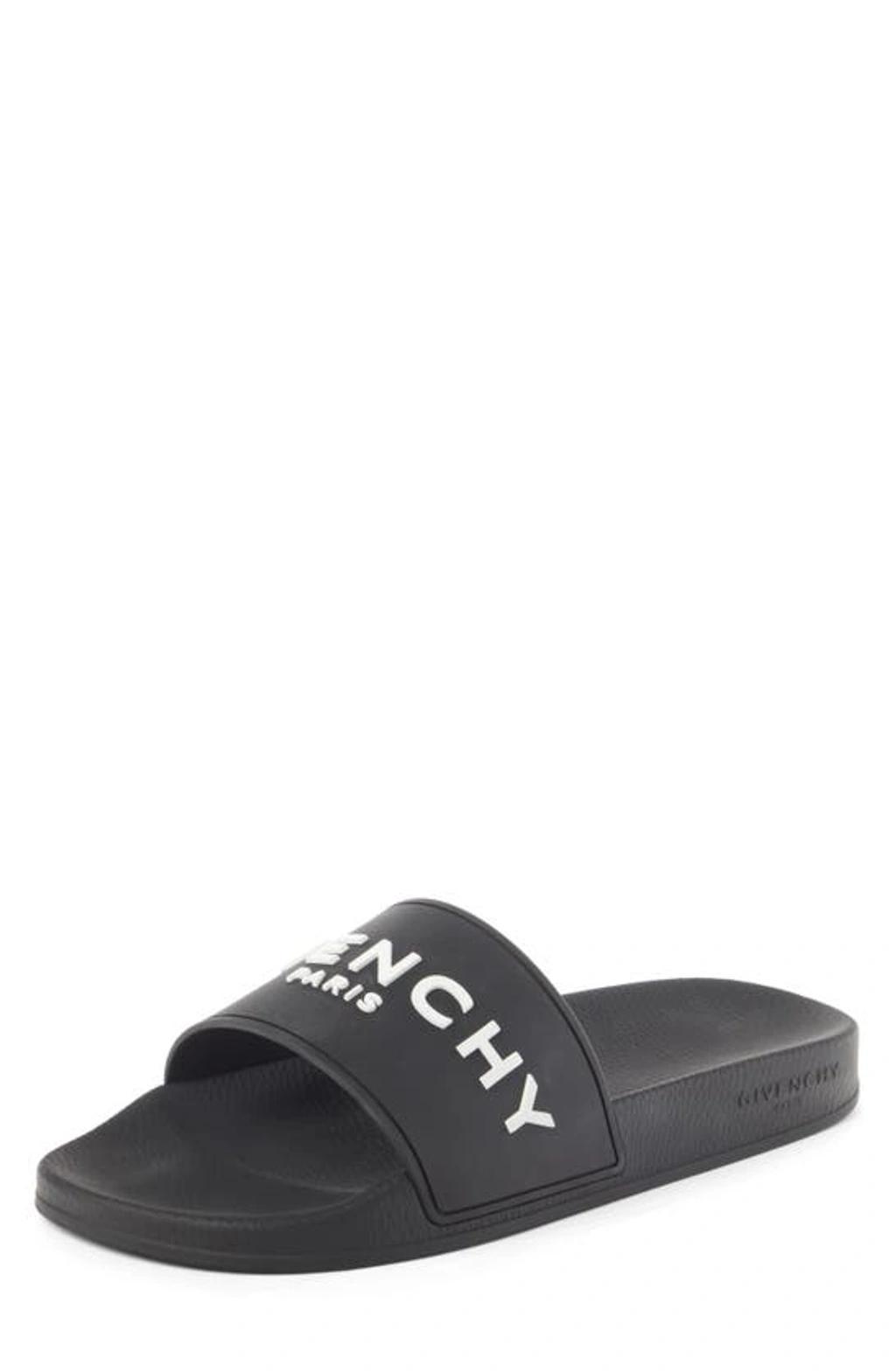 Black Logo-Print Pool Slides Product Image