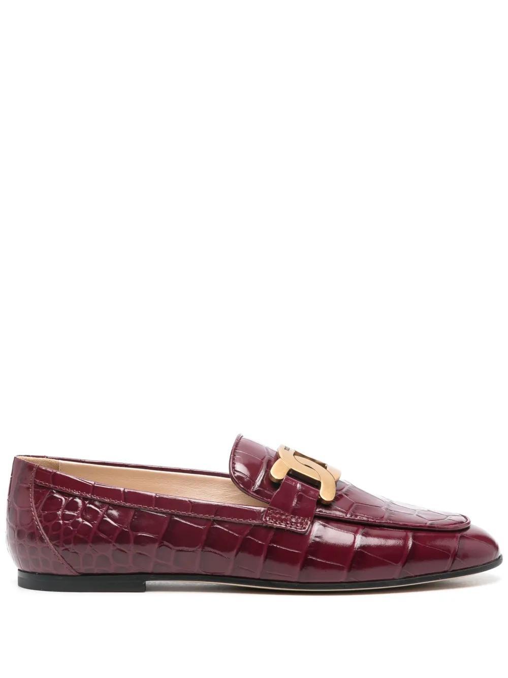 TOD'S Croco Chain Slip-on Loafers In Bright Red Product Image