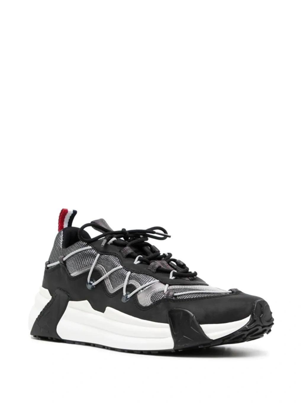 MONCLER Compassor Mesh-trimmed Nubuck And Suede Sneakers In Black,white Product Image