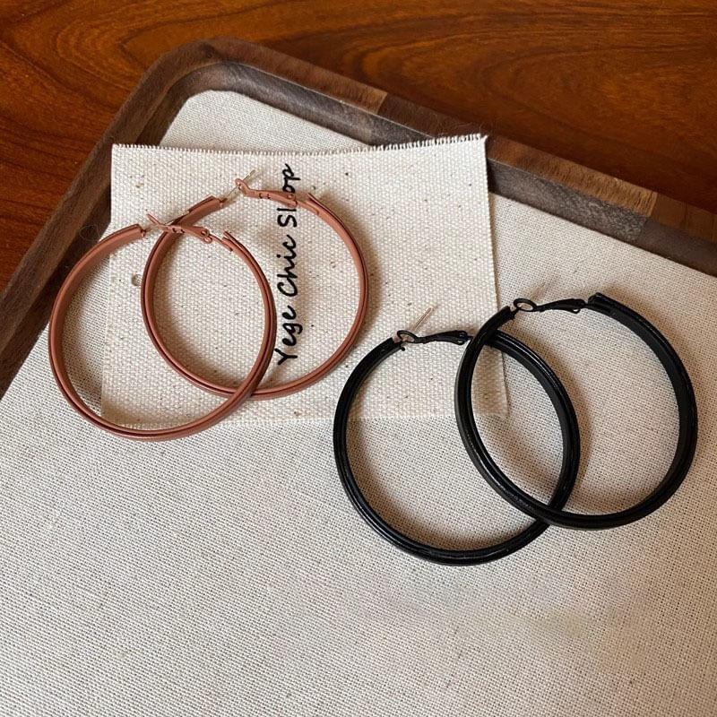 Faux Leather Hoop Earring Product Image