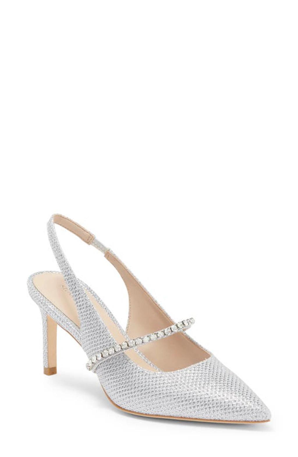 STUART WEITZMAN Crystalne 75 Slingback In Silver Product Image