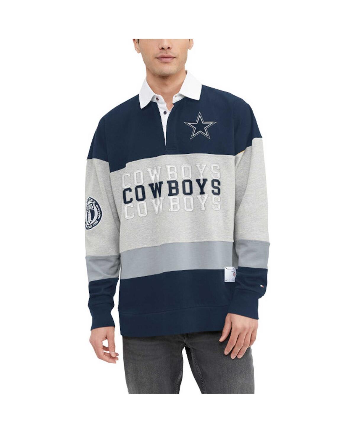 Mens Tommy Hilfiger Heather Gray Dallas Cowboys Connor Oversized Rugby Long Sleeve Polo Shirt - Heather Gray Product Image