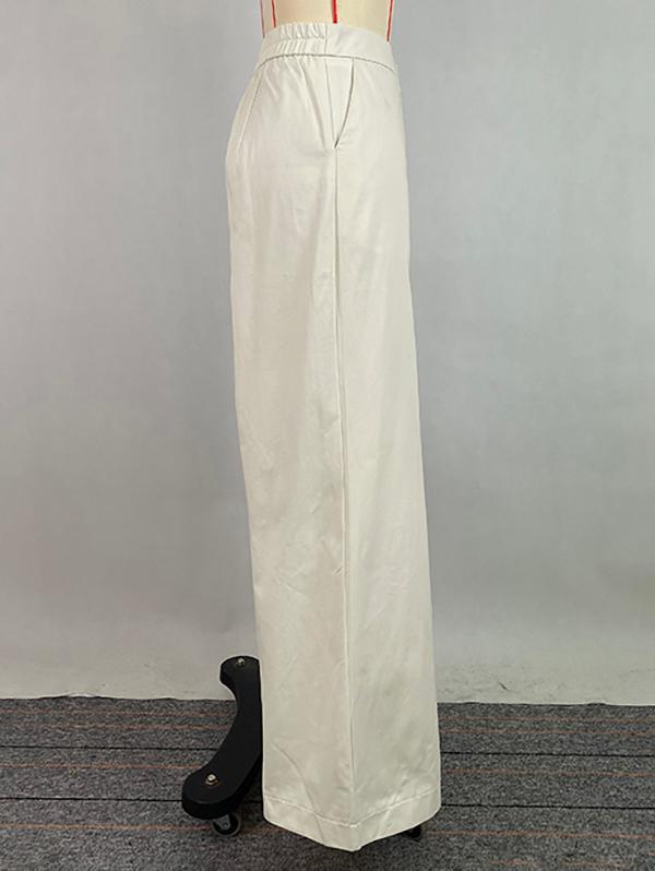 High Waisted Loose Solid Color Pants Trousers Product Image