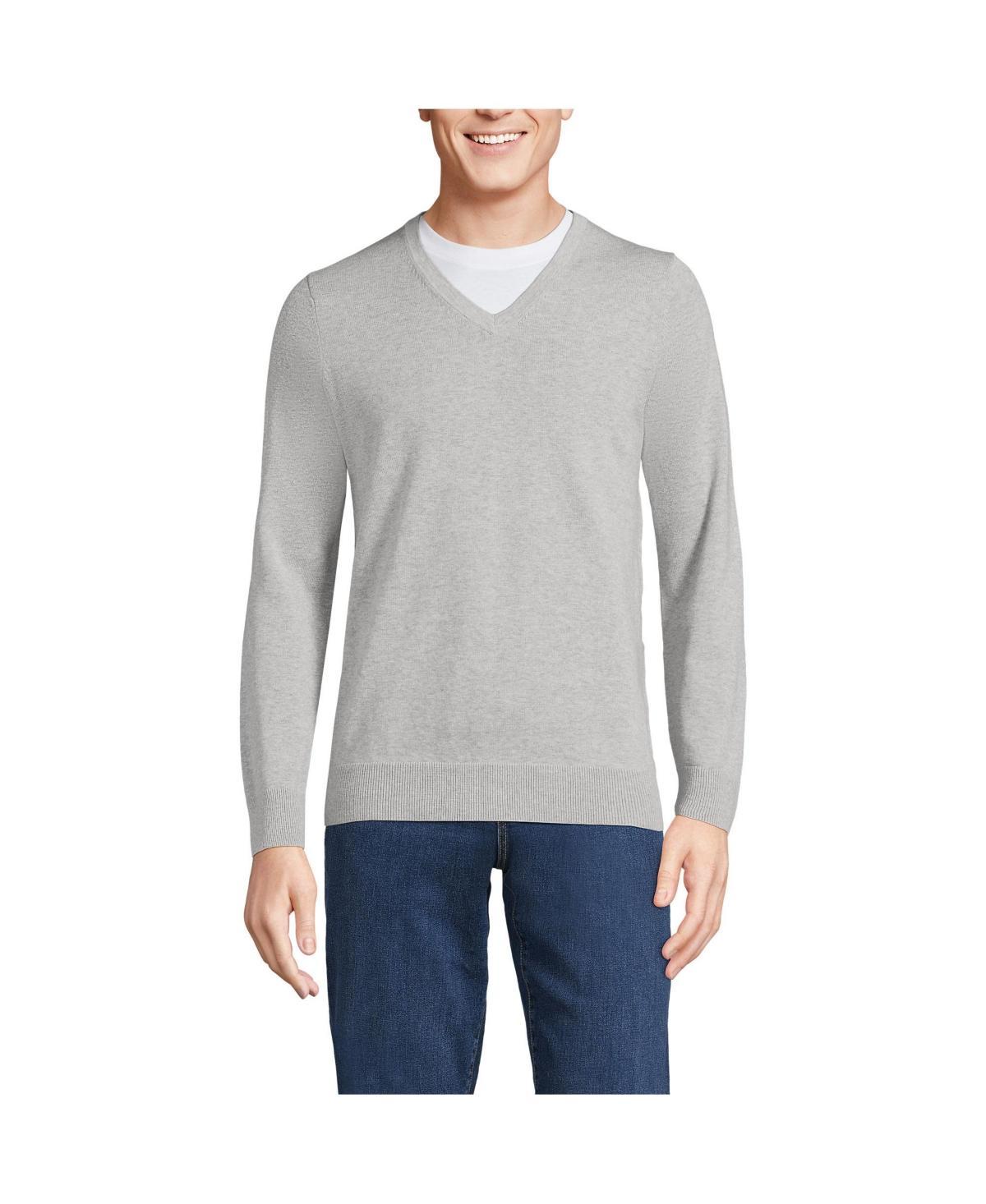 Mens Lands End Fine Gauge Cotton V-Neck Sweater Product Image