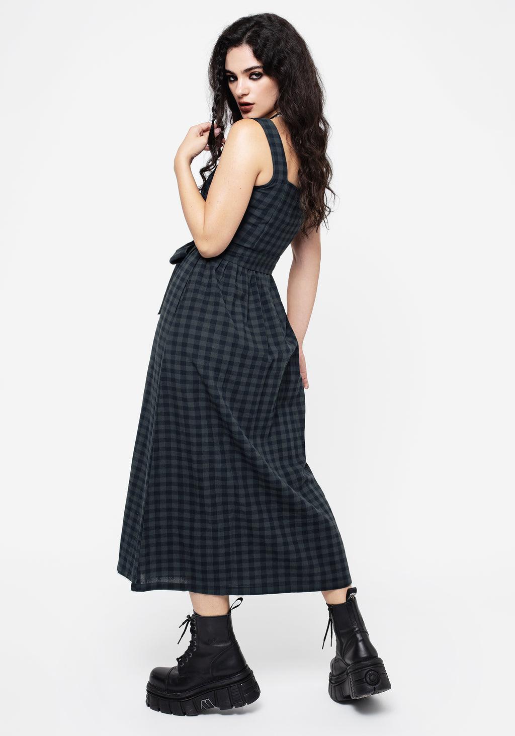 Jeannie Check Cotton Belted Apron Maxi Dress Product Image