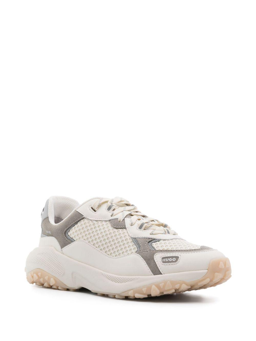 HUGO BOSS Off-white Mixed-material Sneakers In 102-natural Product Image