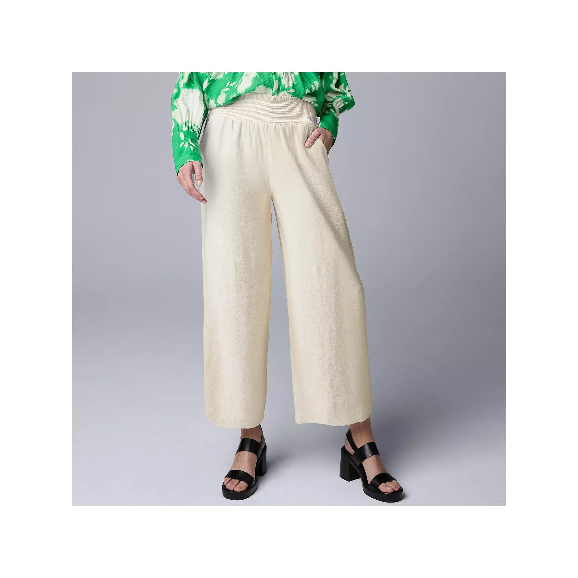 Women's Simply Vera Vera Wang Wide Leg Travel Pants, Size: Large, Vera Flax Product Image