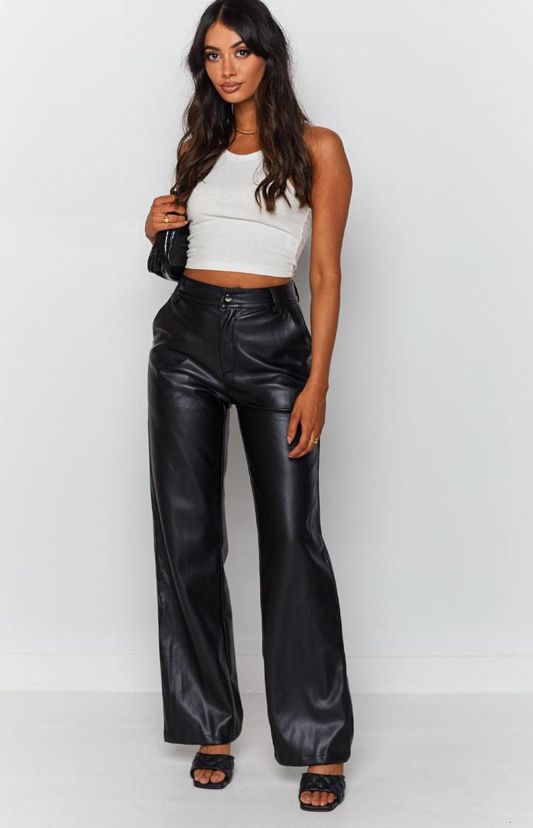 Cool Shade PU Pants Black Girls Product Image