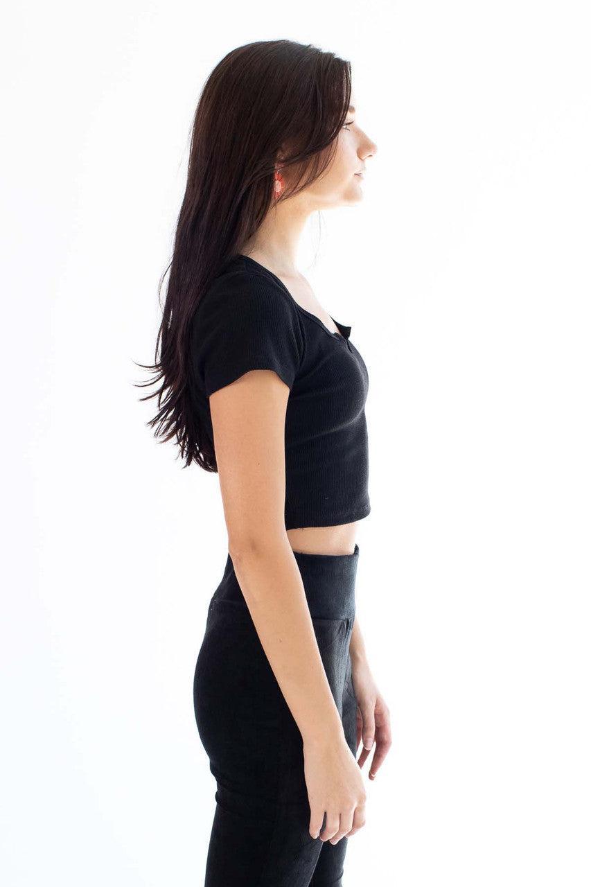 Black Thermal Notched T-Shirt Product Image