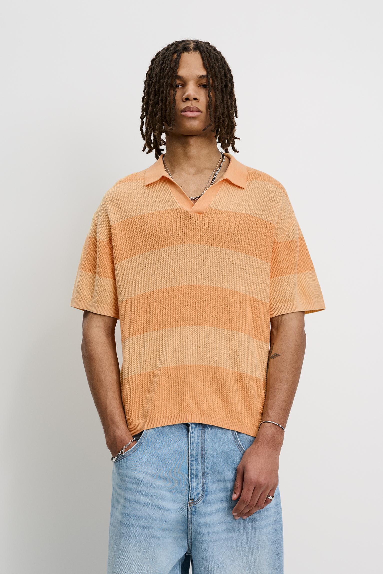 Textured striped polo shirt Product Image