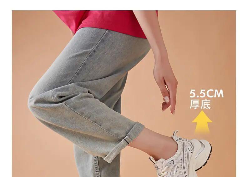 Platform Mesh Panel Lace-Up Sneakers Product Image