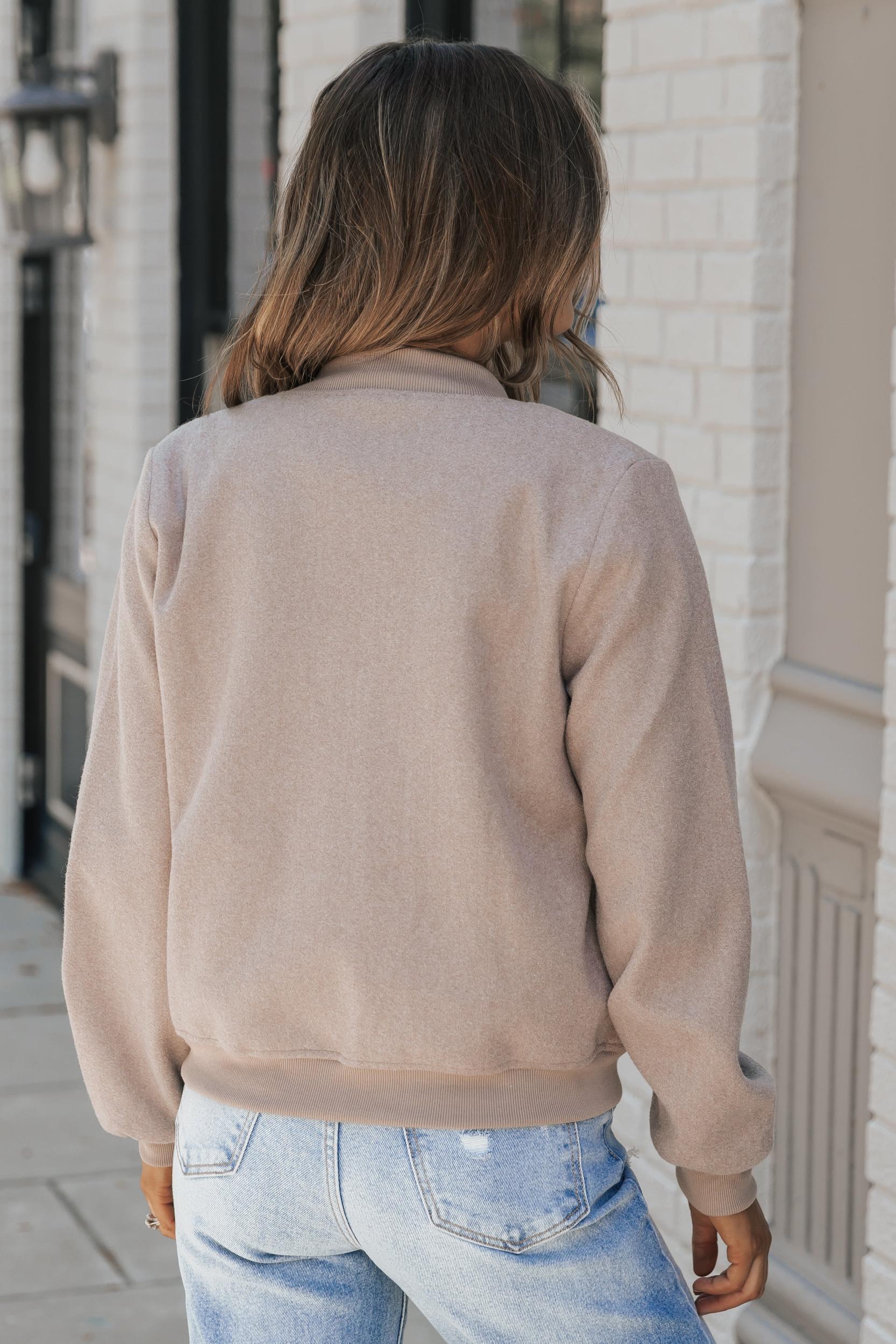 Light Mocha Contrast Bomber Jacket Product Image