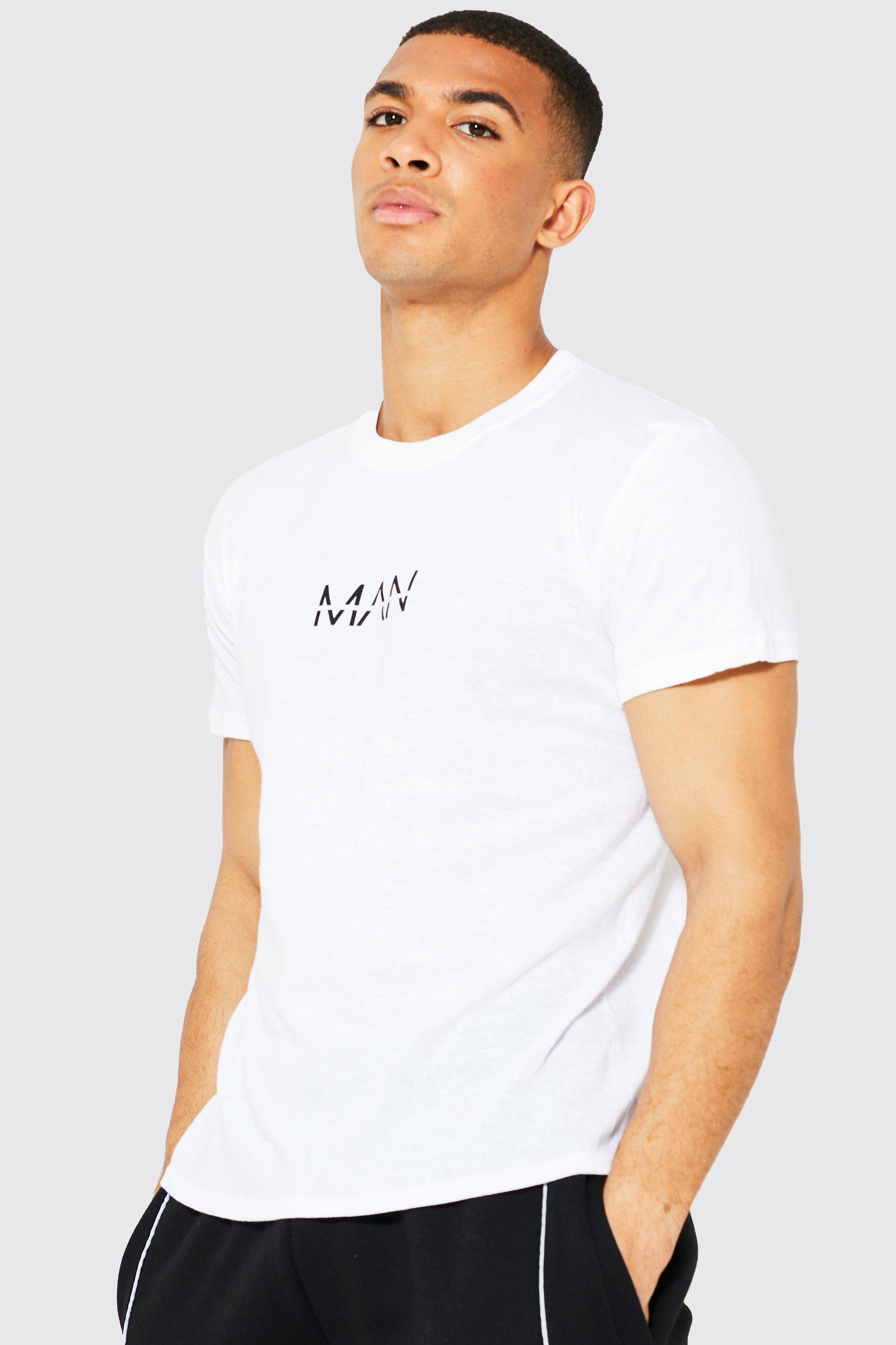 Mens White Original Man Print T-shirt, White Product Image