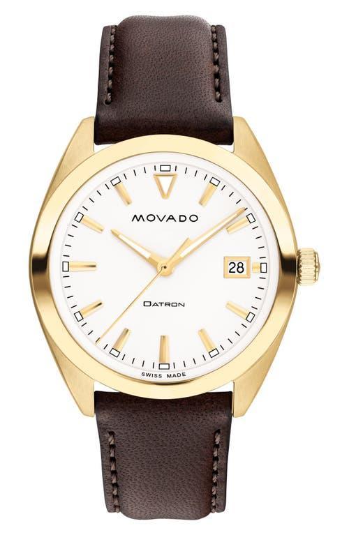 Movado Mens Heritage Datron Swiss Quartz Chocolate Genuine Leather Strap Watch 39mm Product Image