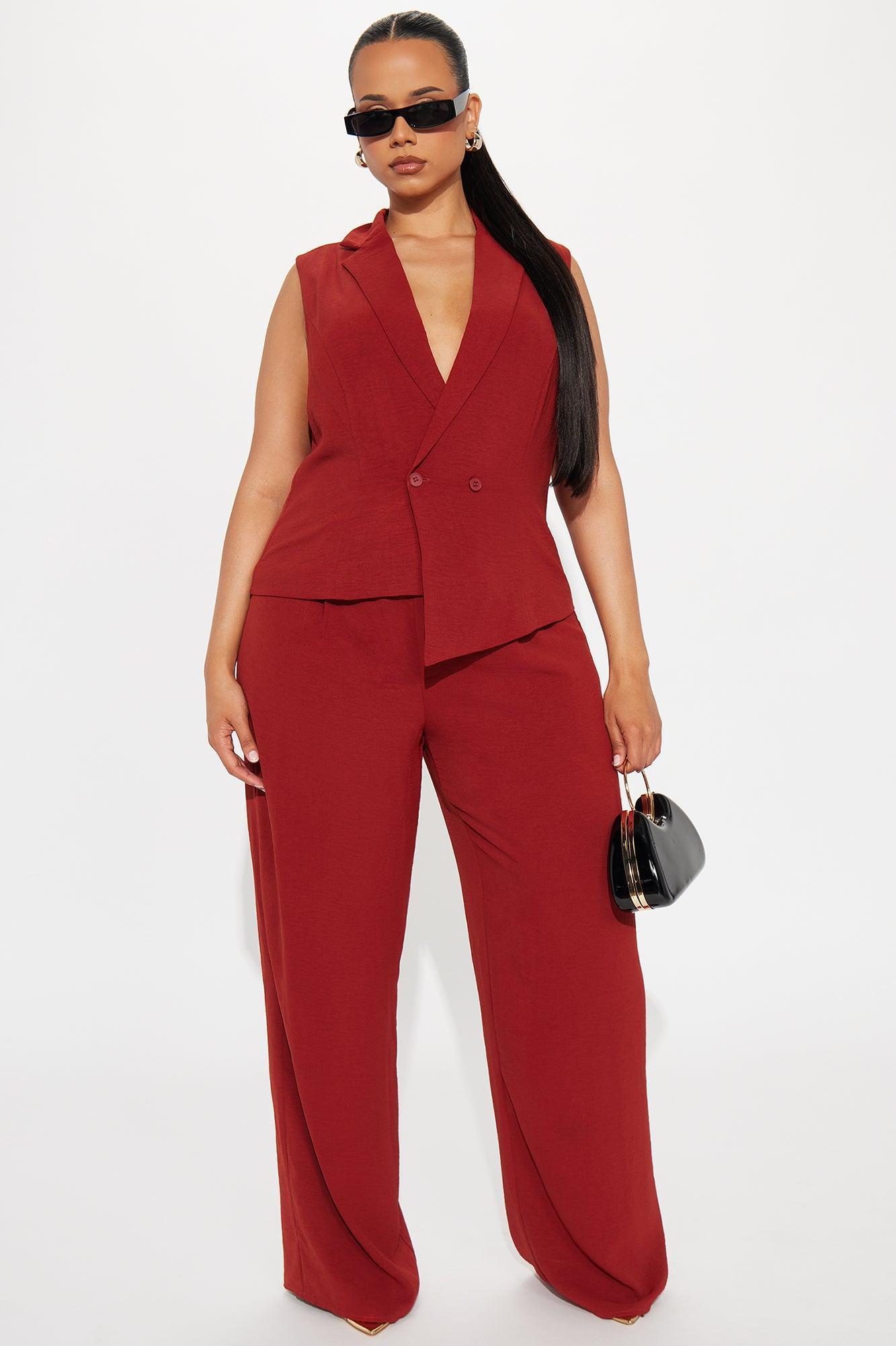 McKenna Vest and Straight Leg Pant Set - Rust Female Product Image