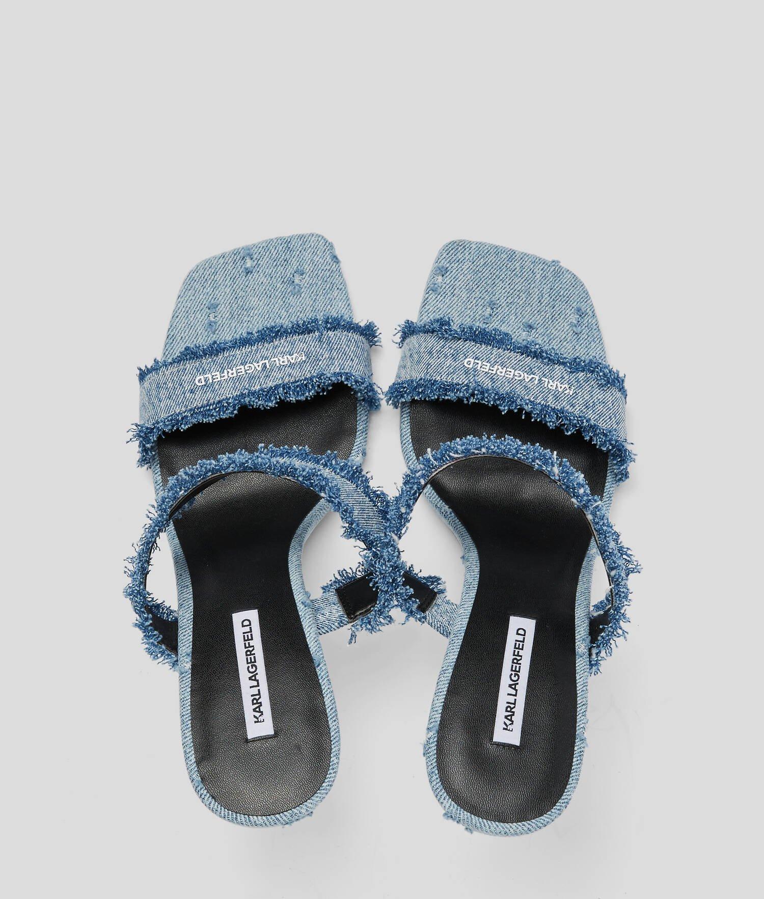 WAVERLY TWIN STRAP DENIM HEELED SANDALS Product Image