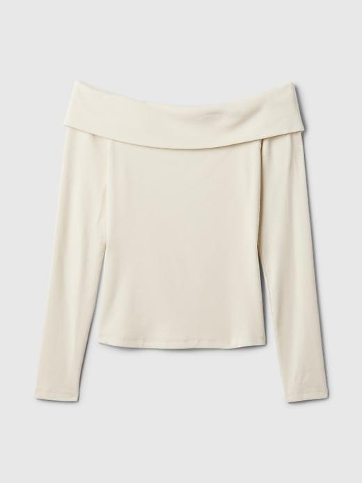 Modern Rib Off-Shoulder Cropped Top Product Image