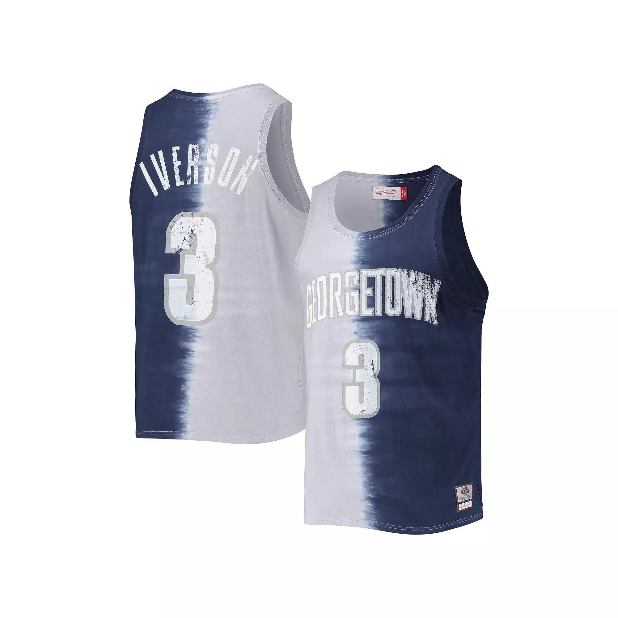 Men's Mitchell & Ness Allen Iverson Gray/Navy Georgetown Hoyas Name & Number Tie-Dye Tank Top, Size: XL, Grg Grey Product Image