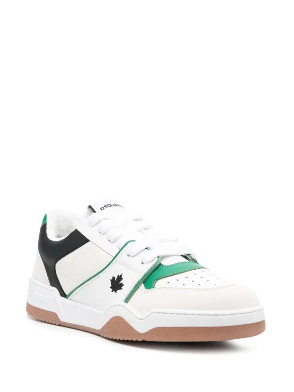 DSQUARED2 Men's Low Top Leather Sneaker In Bianco Verde Nero Product Image