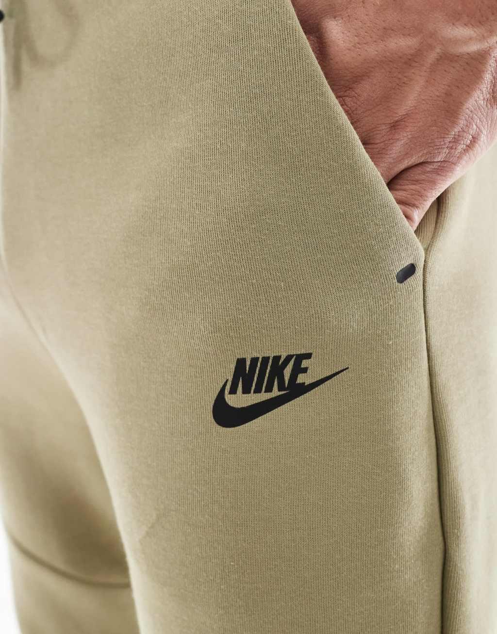 Nike Tech Fleece cuffed sweatpants in khaki Product Image