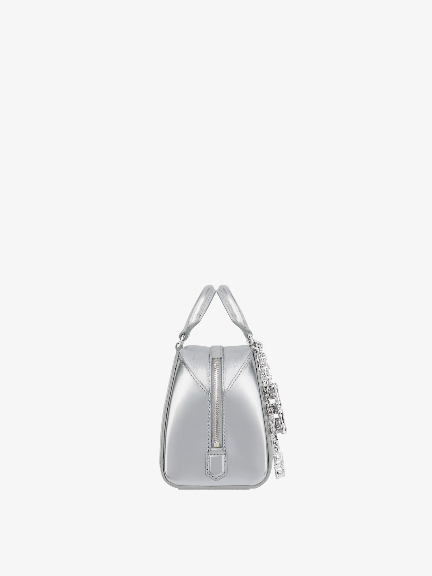 Nano Antigona Cube bag in laminated leather with charm Product Image