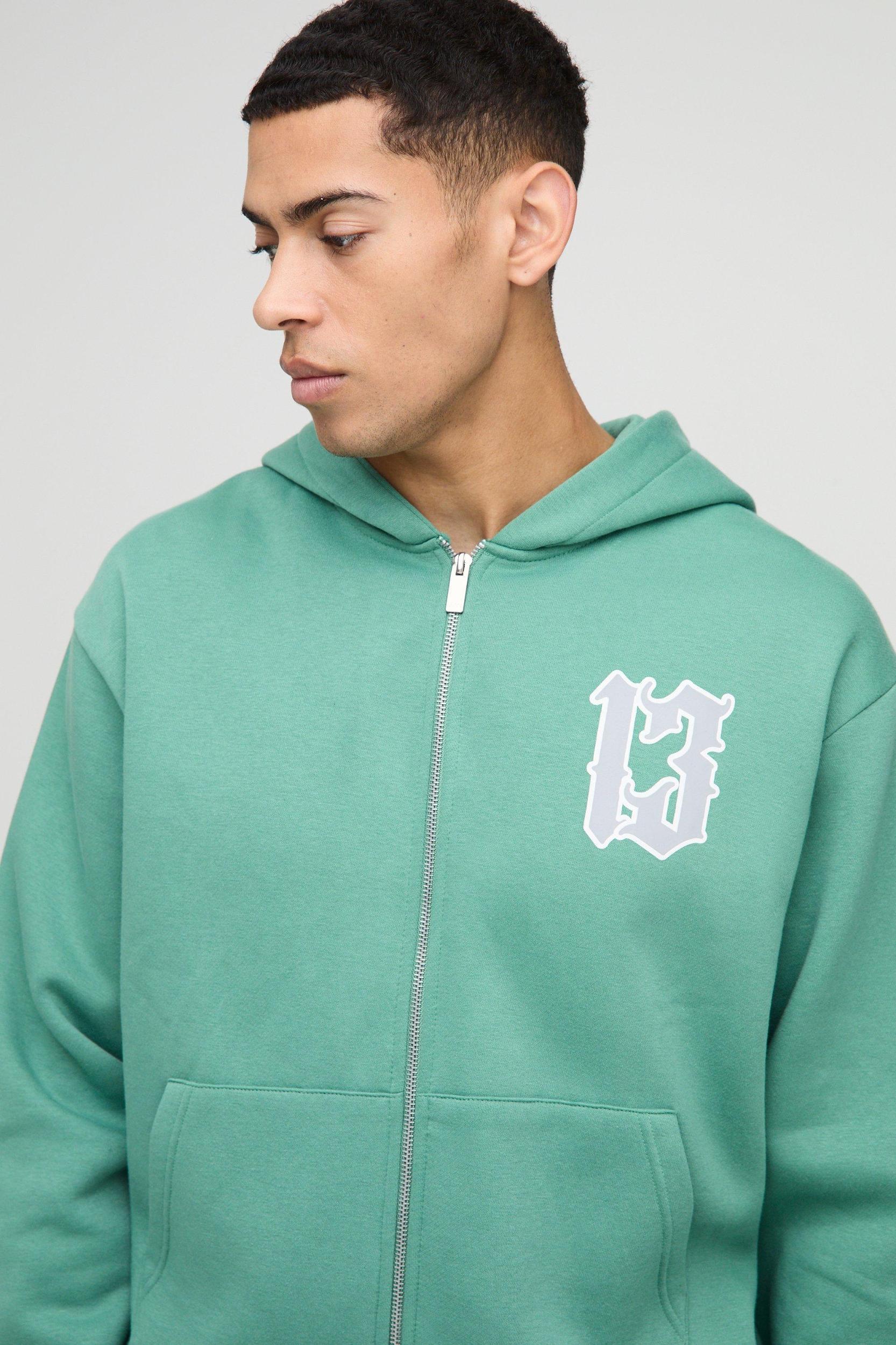 Oversized Boxy 13 Print Zip Through Tracksuit | boohooMAN USA Product Image