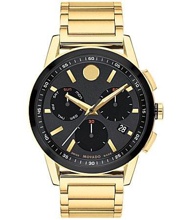 Movado Mens Museum Sport Chronograph Gold Stainless Steel Bracelet Watch Product Image