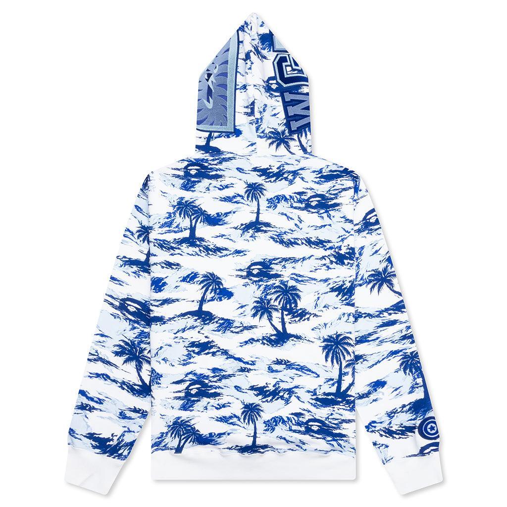 Palm Tree Camo Relaxed Fit Shark Full Zip Hoodie - Blue Male Product Image