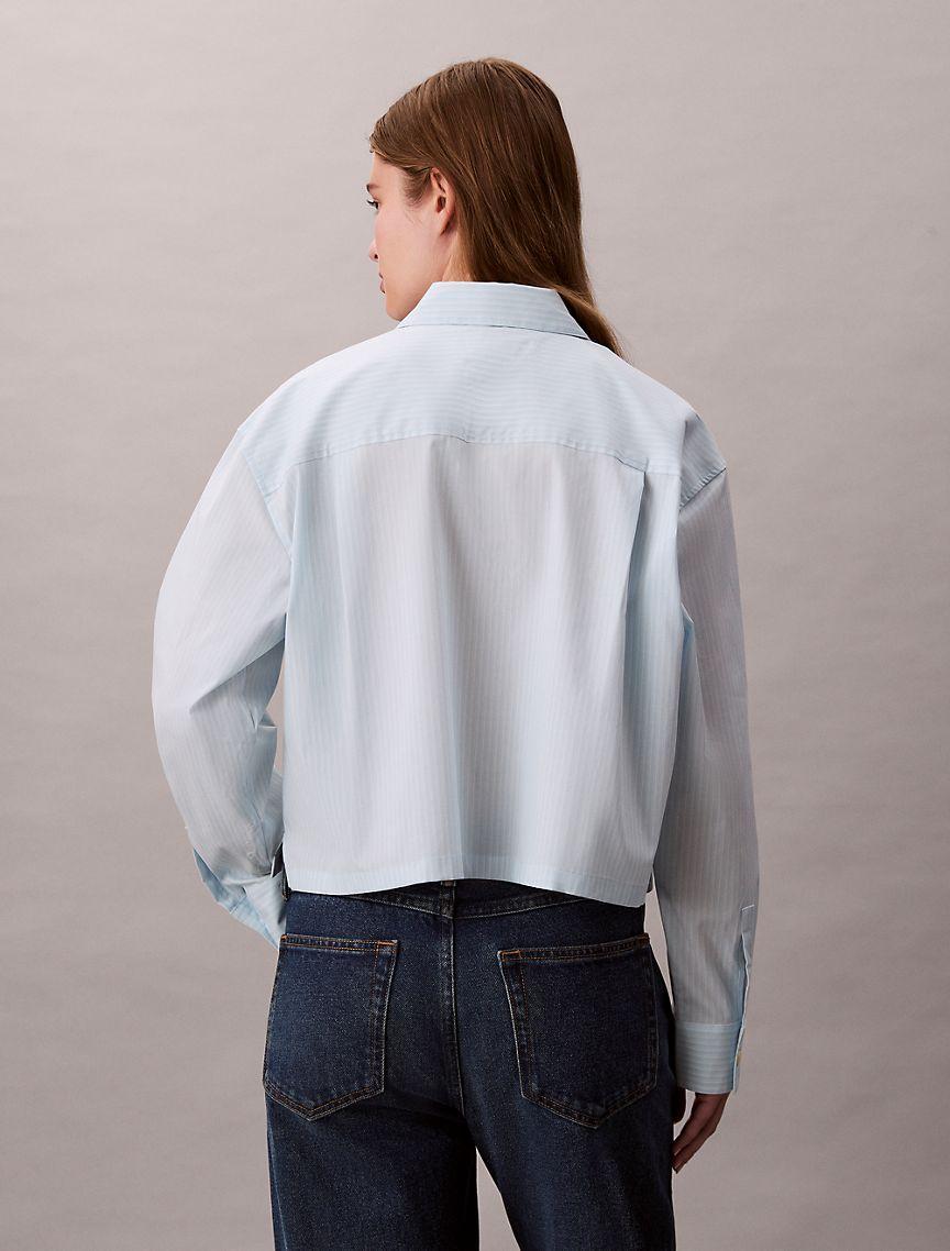 Cropped Boxy Button-Down Shirt  Product Image