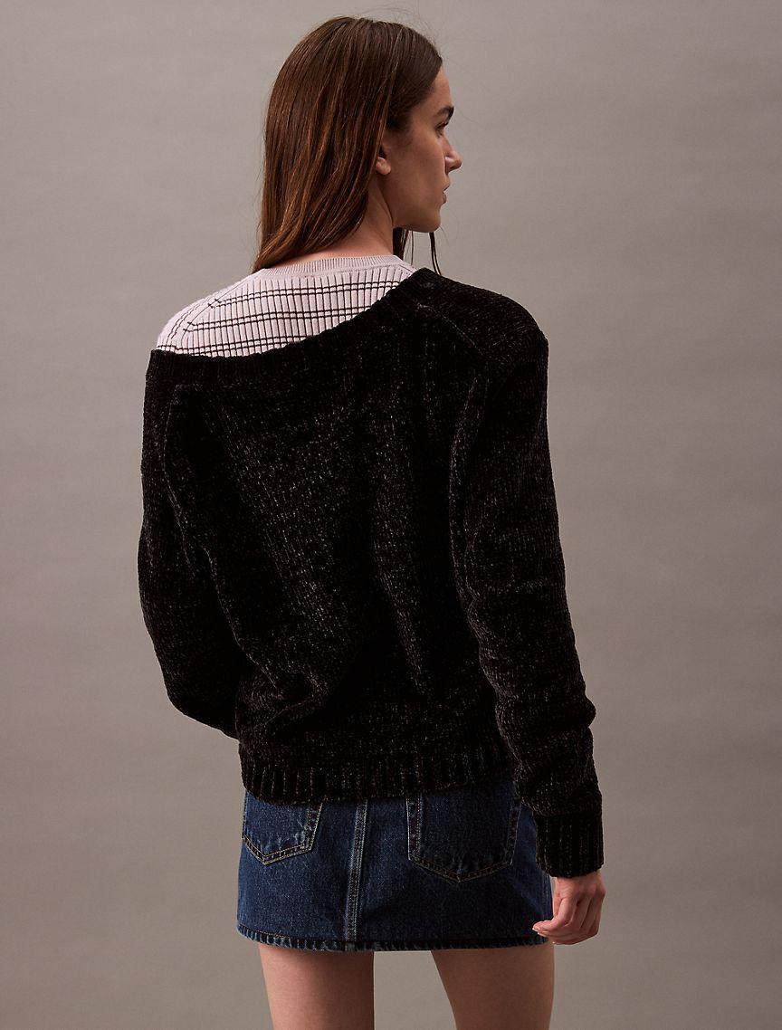 Chenille Relaxed V-Neck Sweater Product Image