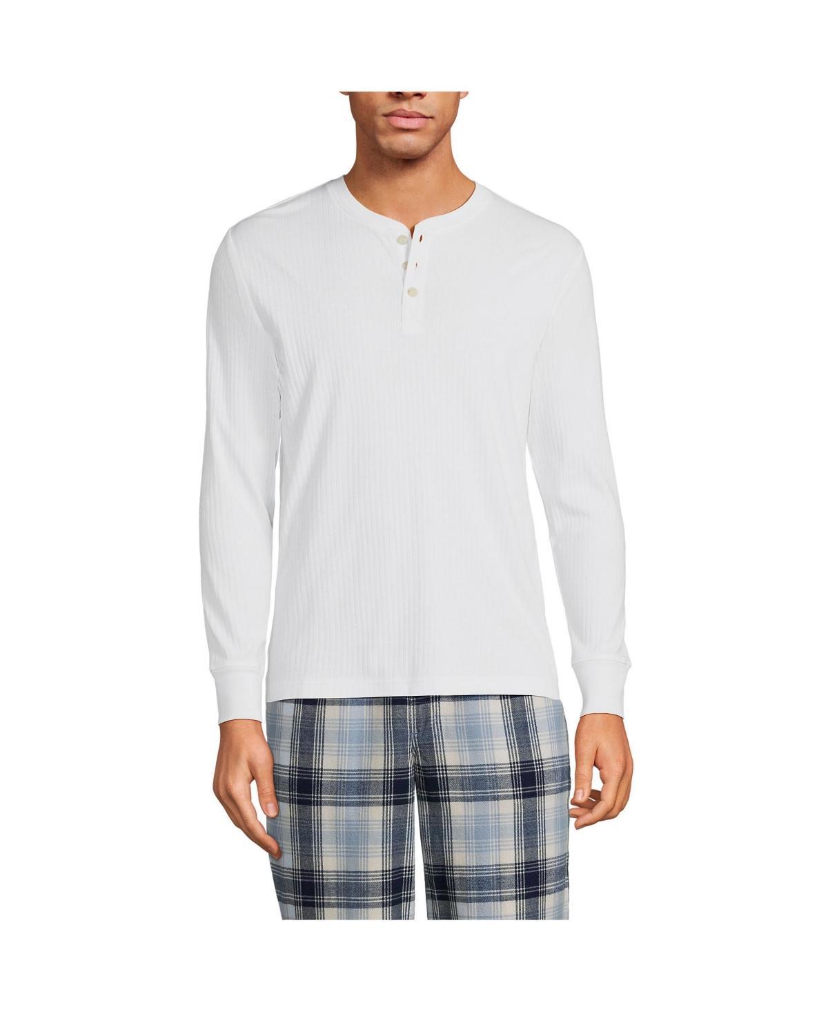 Men's Lands' End Ribbed Pajama Sleep Henley, Size: XL, White Product Image