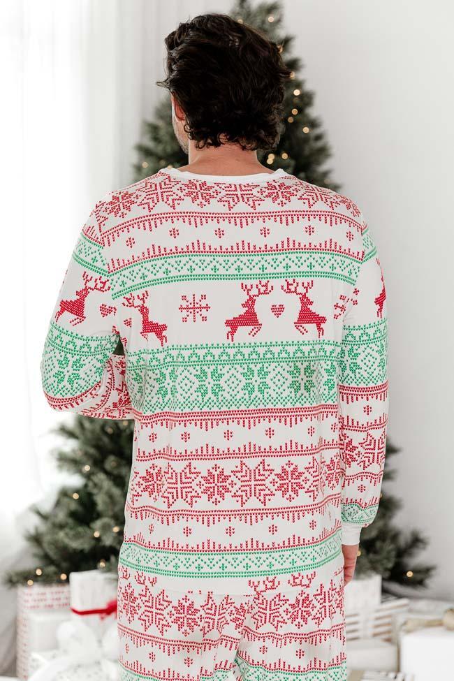 Sleigh All Day Men Red and Green Fair Isle Pajama Top FINAL SALE Male Product Image