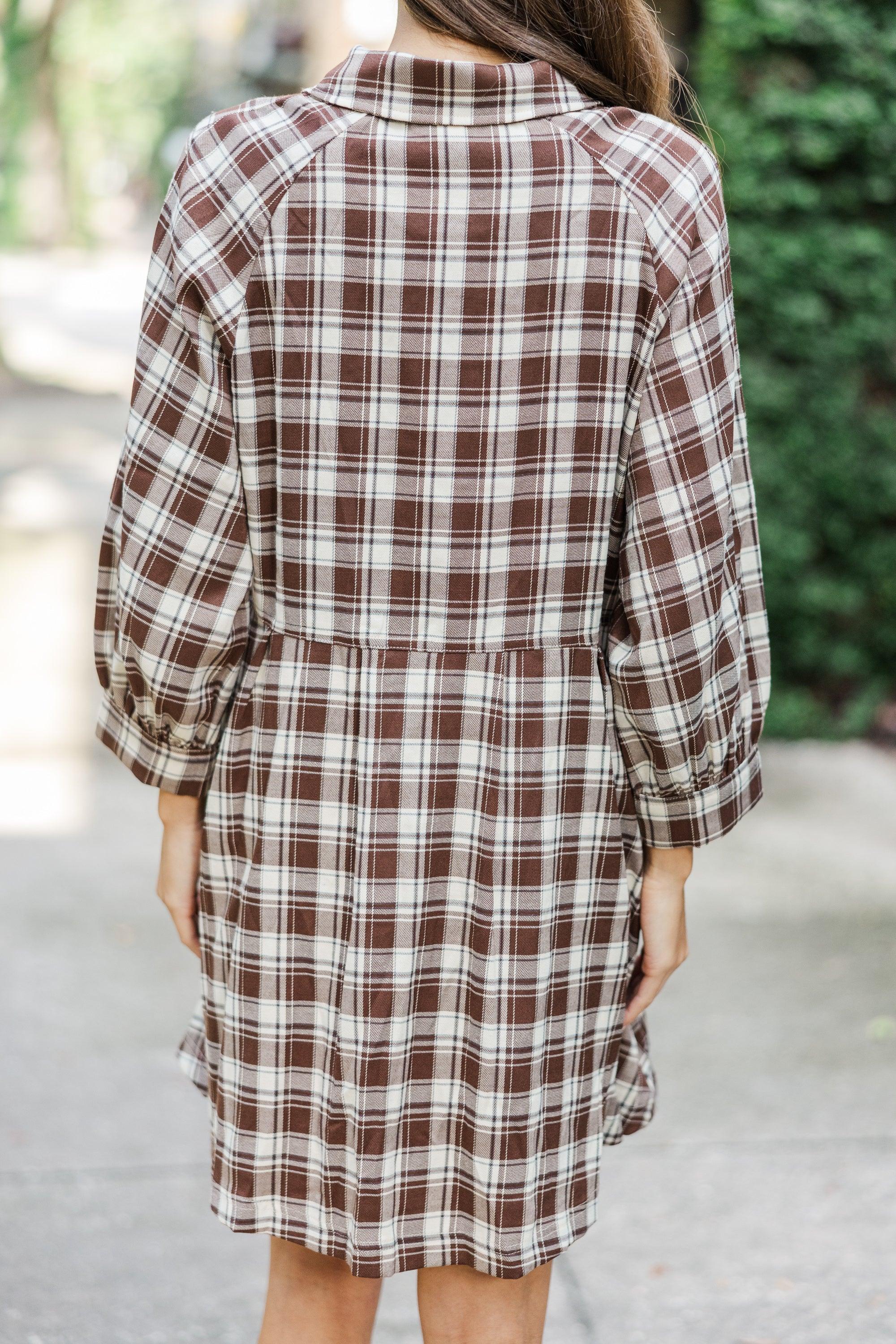 Give It Meaning Brown Plaid Dress Female Product Image