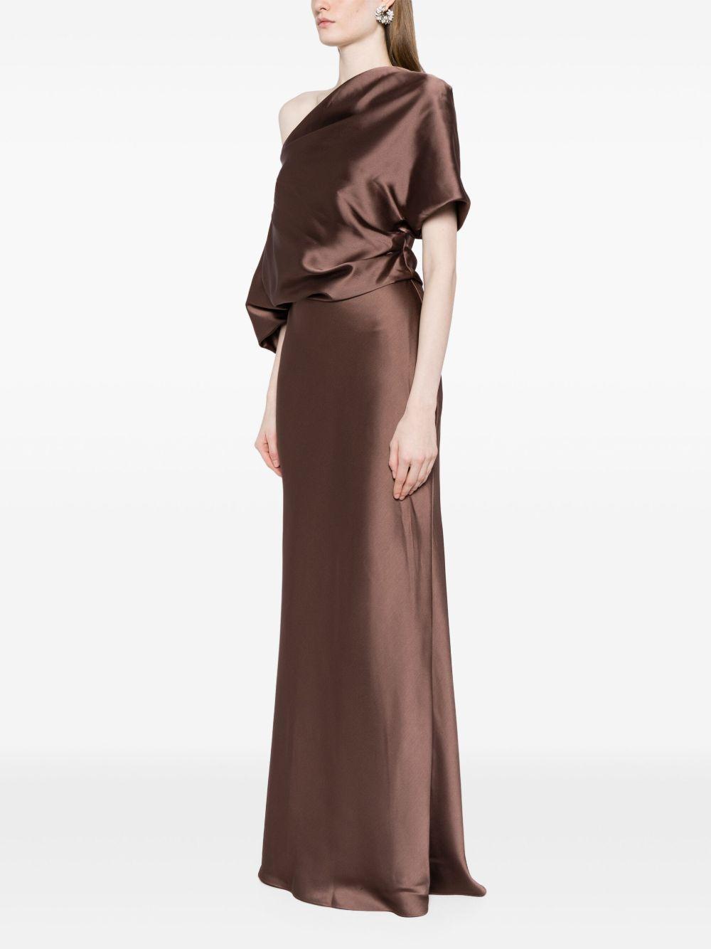 off-shoulder draped maxi dress Product Image