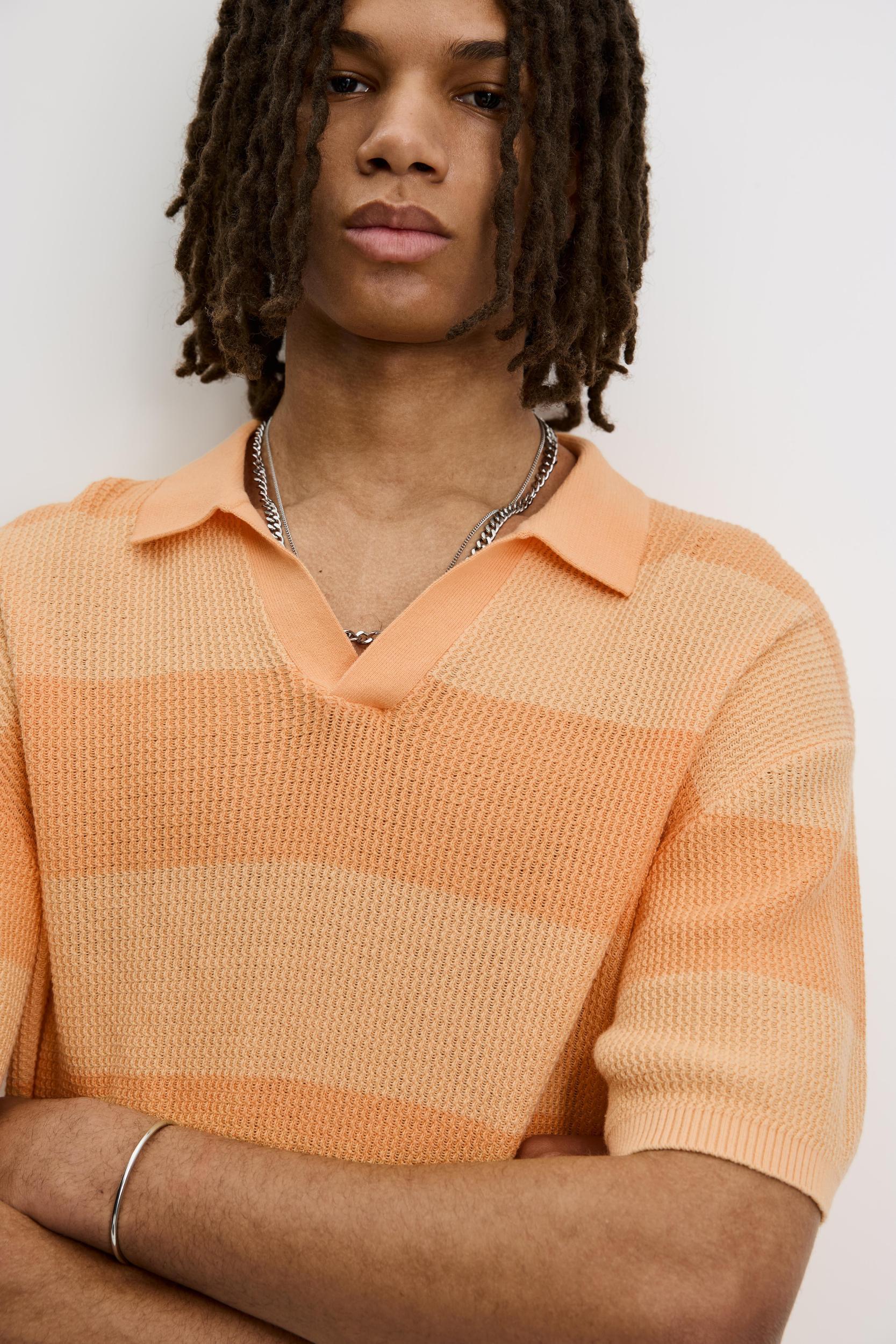 Textured striped polo shirt Product Image