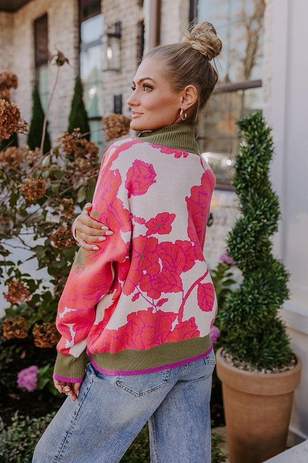 Cider And Sunsets Floral Sweater in Pink Product Image