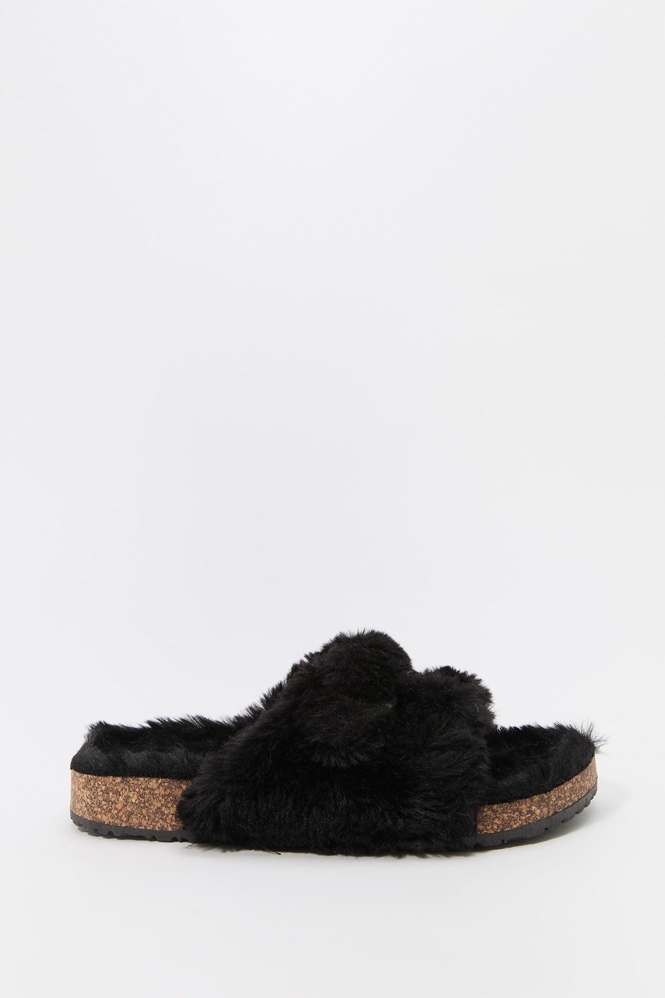 Faux Fur Buckled Cork Slide Female Product Image