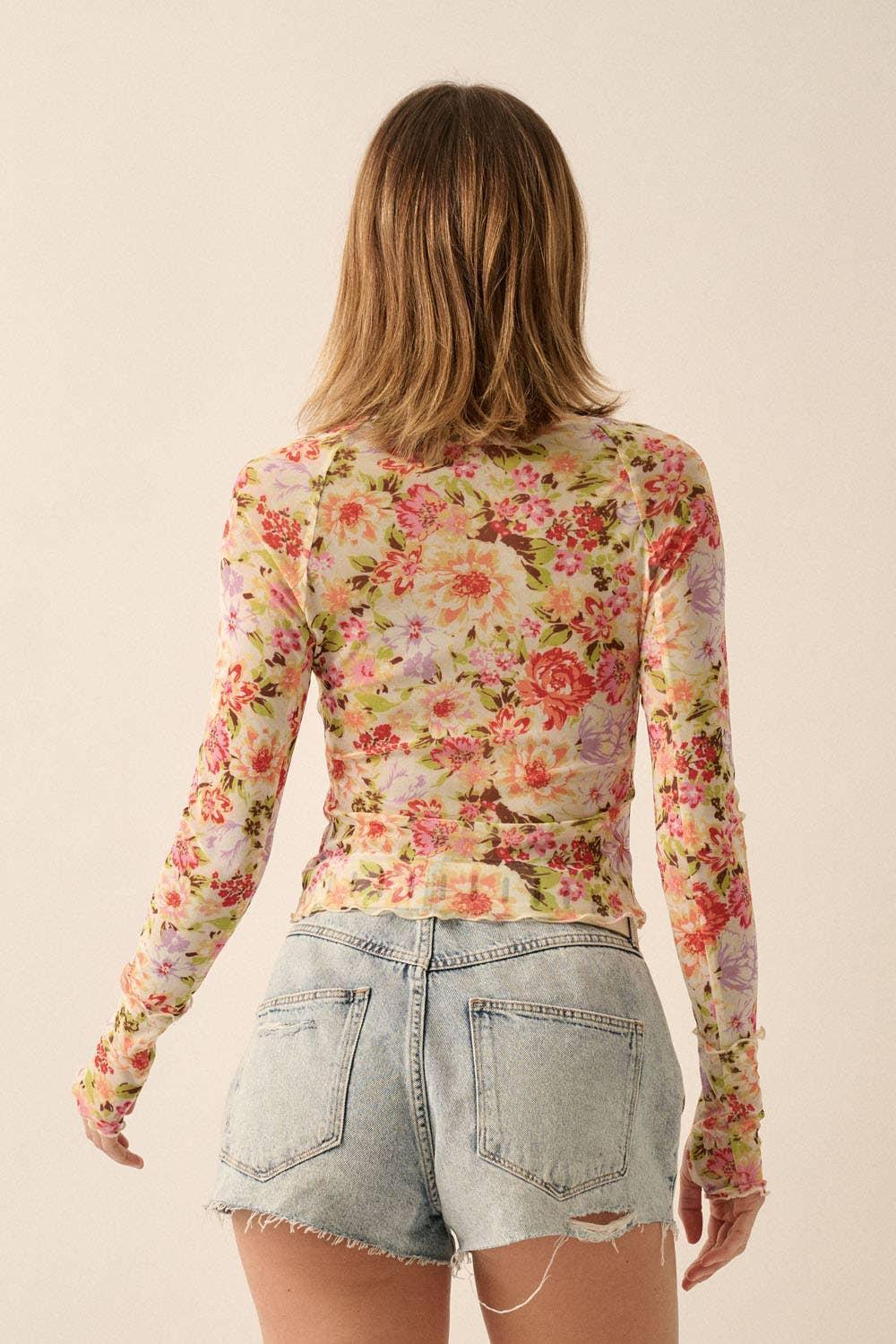 Tricia Floral Mesh Top Product Image