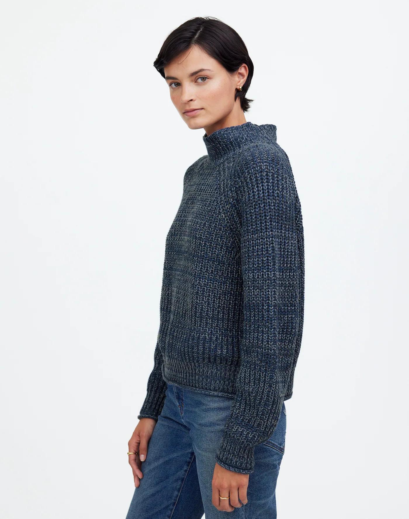 Marled Cotton Mockneck Sweater Product Image