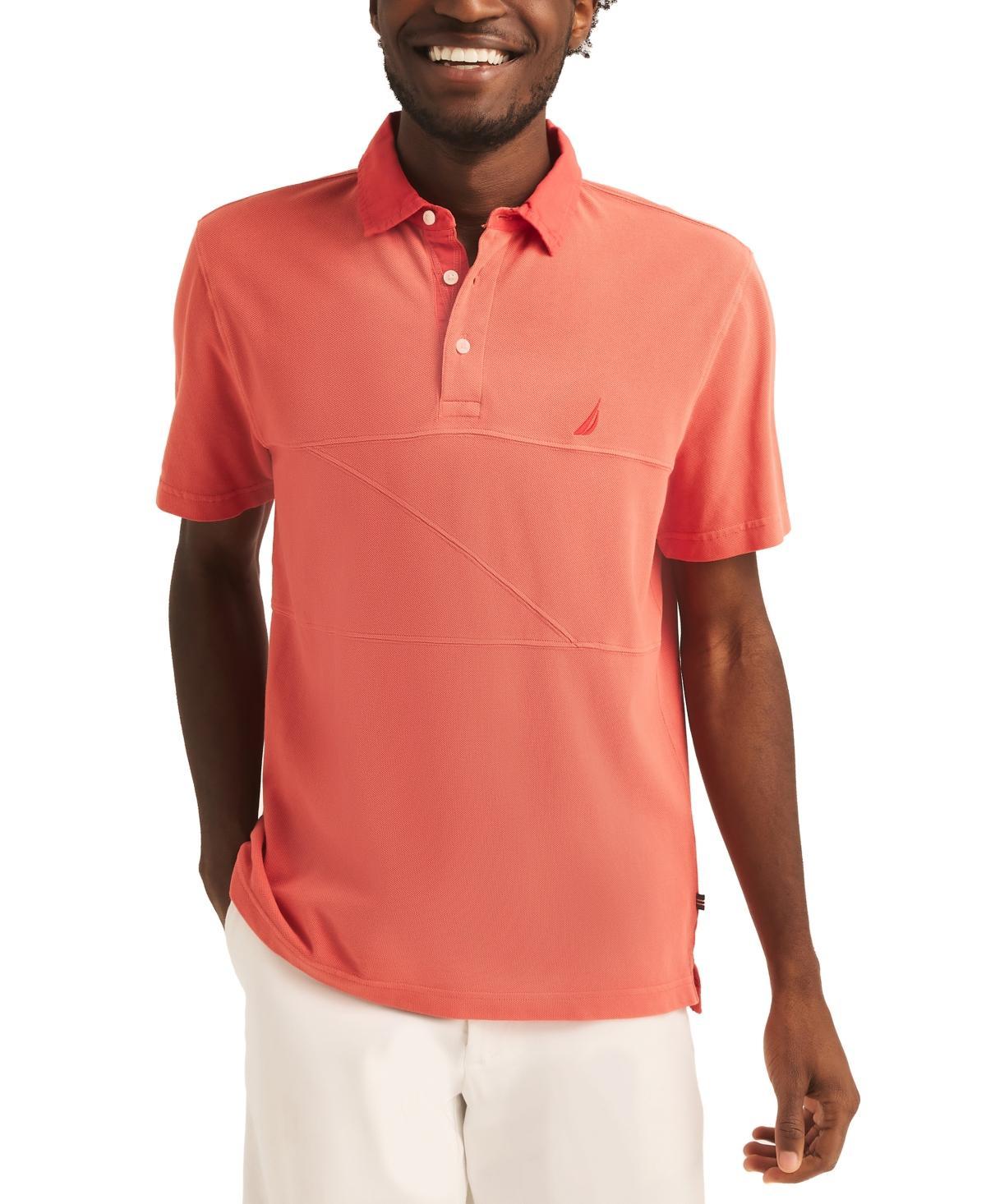 Nautica Mens Textured Pieced Pique Short Sleeve Polo Shirt Product Image