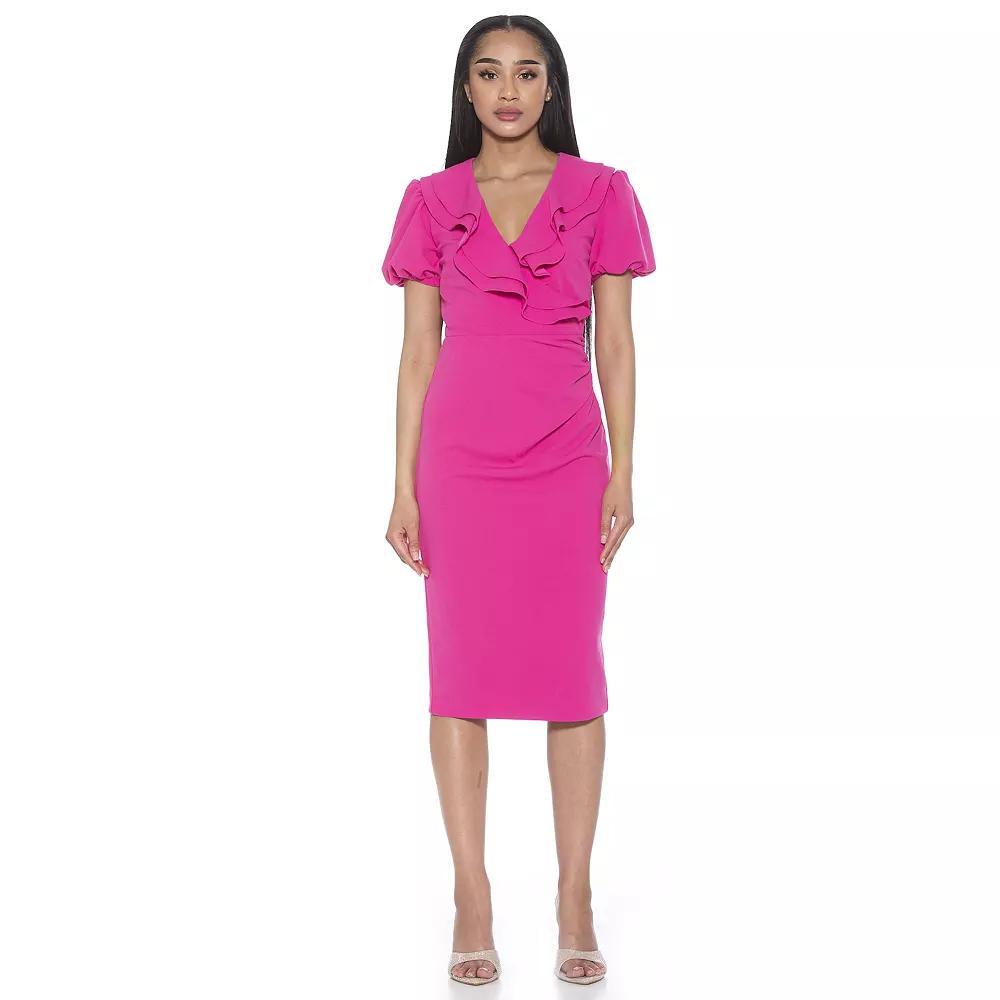 Women's ALEXIA ADMOR Alexis Ruffle Collar Puff Sleeve Sheath Dress,  Product Image